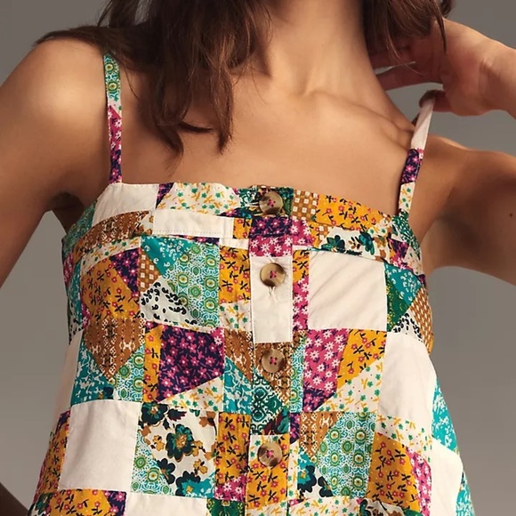 NWT Anthropologie/Pilcro Patchwork Spaghetti Strap Boxy Tank - Picture 1 of 13